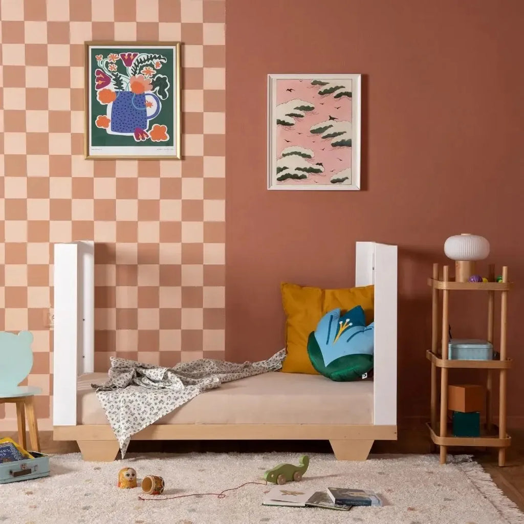 Dadada - Spirit 8-in-1 Convertible Crib - White + Natural-Cribs-Posh Baby