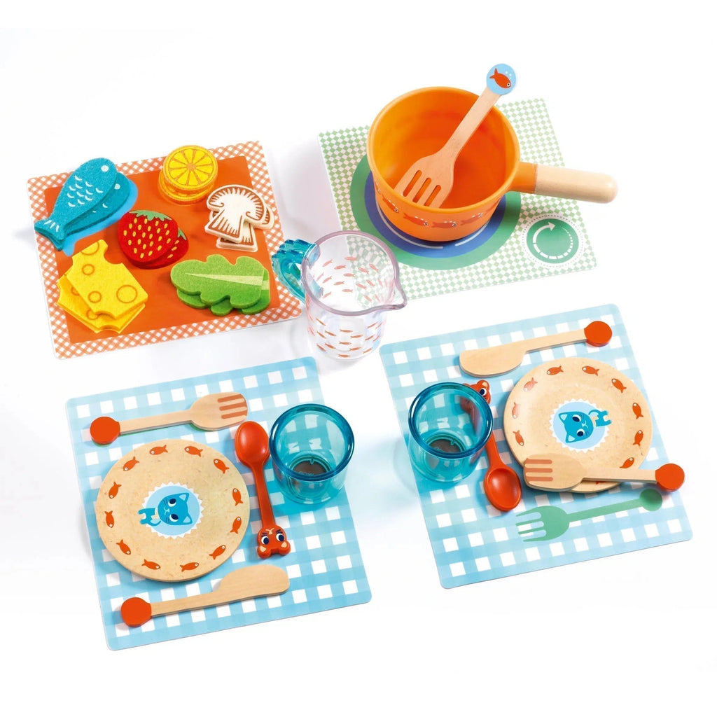 Djeco - Dinner Time, Kittens - Wooden Dining Set-Interactive-Posh Baby