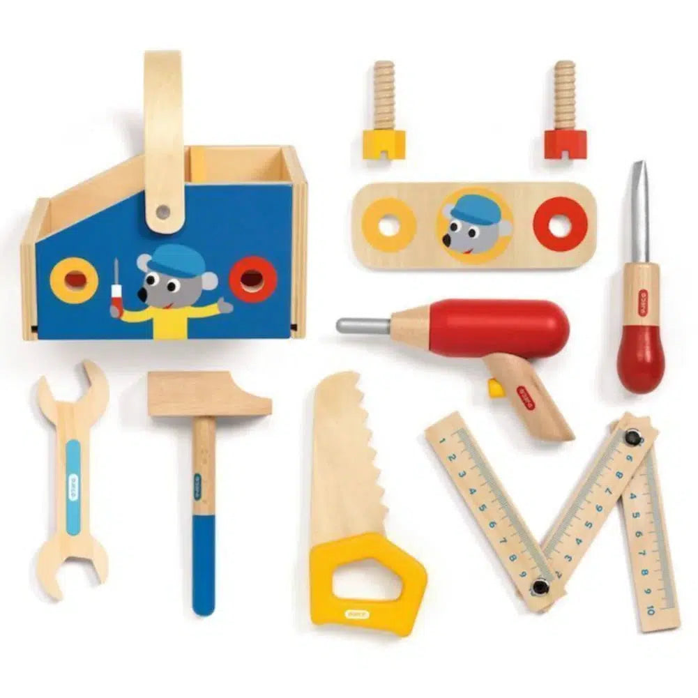 Djeco - Minibrico Wooden Toolbox Set-Pretend Play-Posh Baby