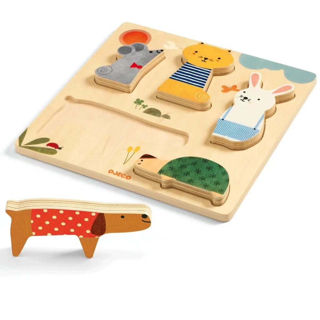 Djeco - Wooden Puzzle - Woodypets-Puzzles-Posh Baby
