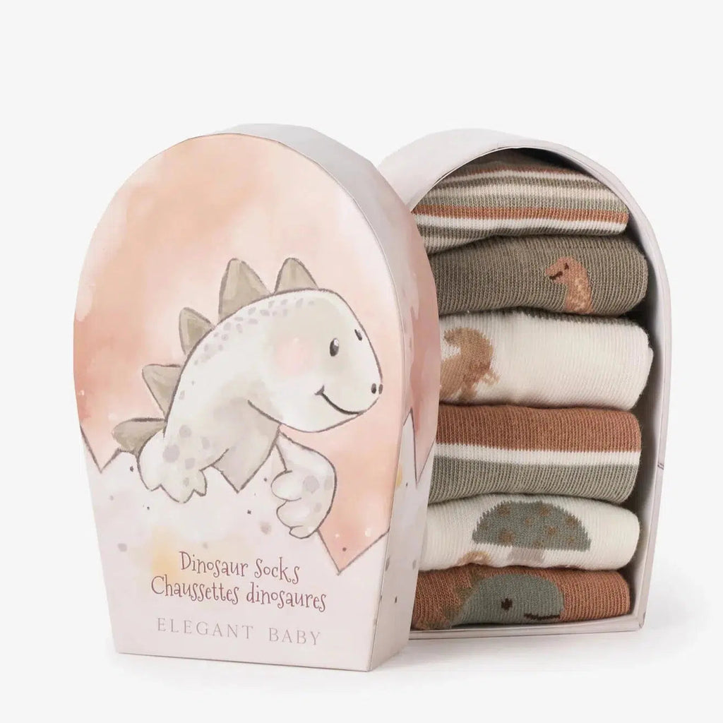Elegant Baby - Ankle Socks - Dinosaur (6 Pack)-Socks + Tights-0-12M-Posh Baby