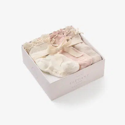 Elegant Baby - Ankle Socks - Floral (3 Pack)-Socks + Tights-0-12M-Posh Baby