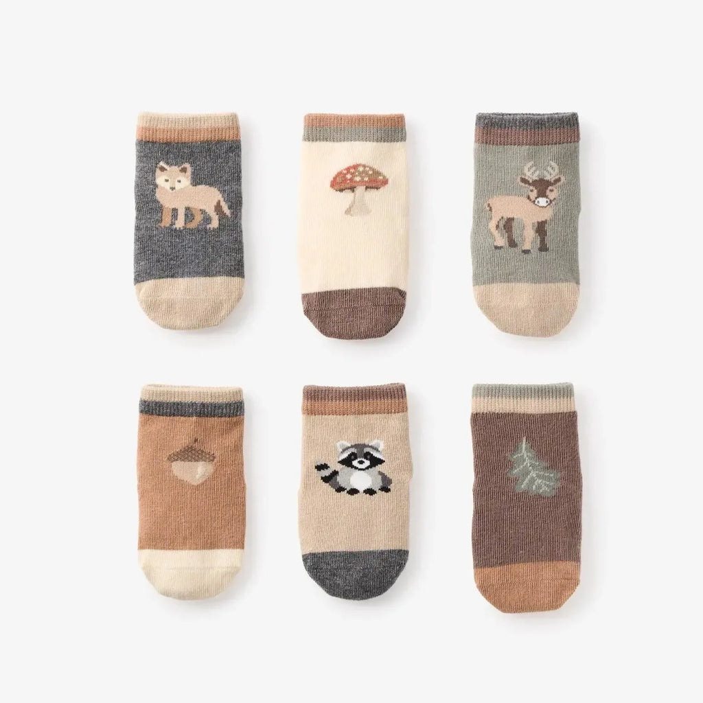 Elegant Baby - Ankle Socks - Woodland (6 Pack)-Socks + Tights-0-12M-Posh Baby