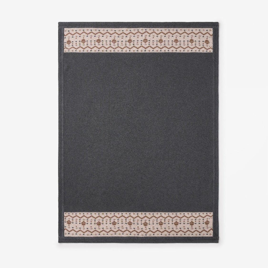 Elegant Baby - Cotton Fairisle Knit Blanket - Charcoal Acorn-Quilts + Snuggle Blankets-Posh Baby