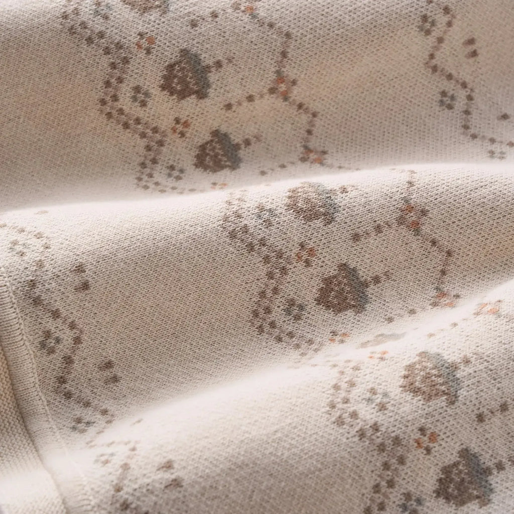Elegant Baby - Cotton Fairisle Knit Blanket - Taupe Acorn-Quilts + Snuggle Blankets-Posh Baby