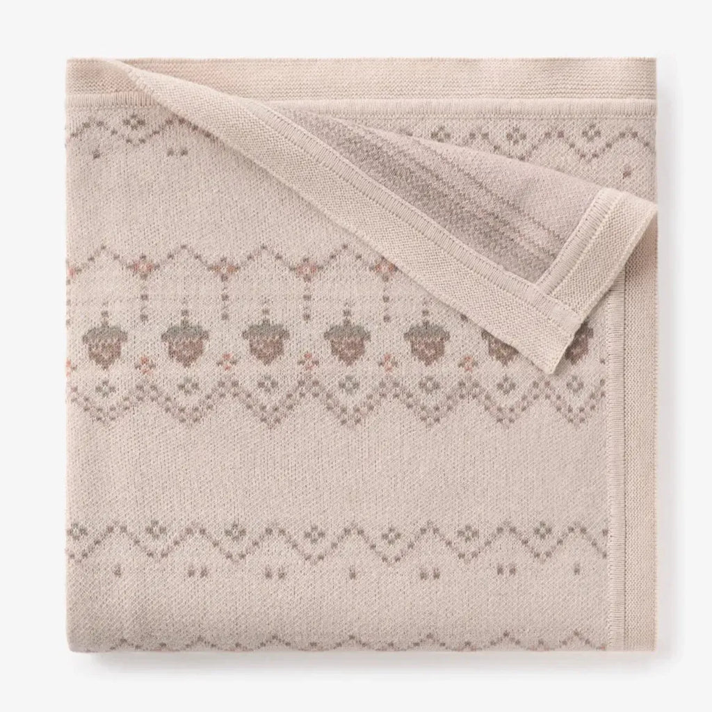 Elegant Baby - Cotton Fairisle Knit Blanket - Taupe Acorn-Quilts + Snuggle Blankets-Posh Baby