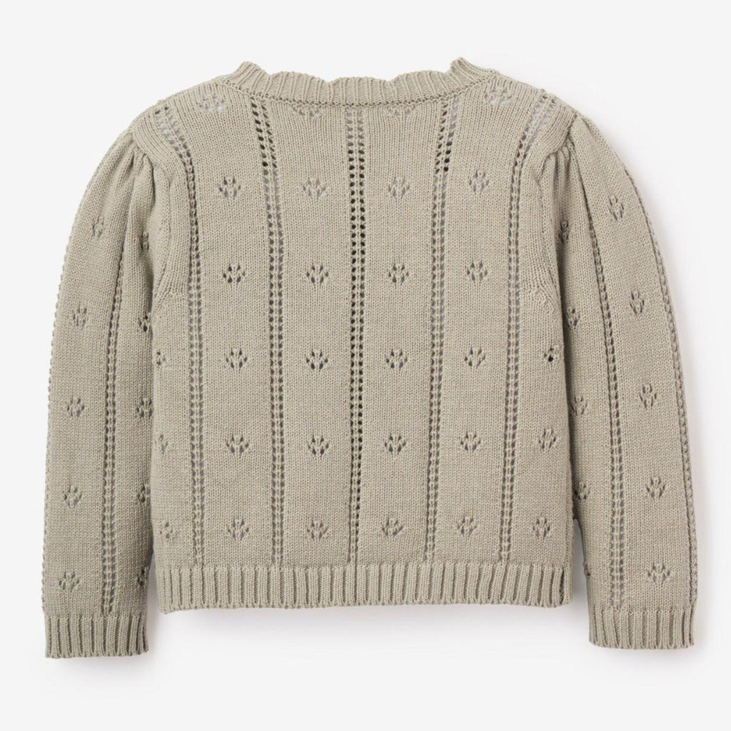 Elegant Baby - Cotton Pointelle Cardigan - Sage-Sweaters + Cardigans + Jackets-3-6M-Posh Baby