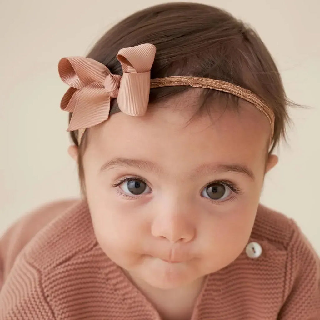 Elegant Baby - Lacey Headband Bows 3-Pack - Neutral-Hair Accessories-0-12M-Posh Baby