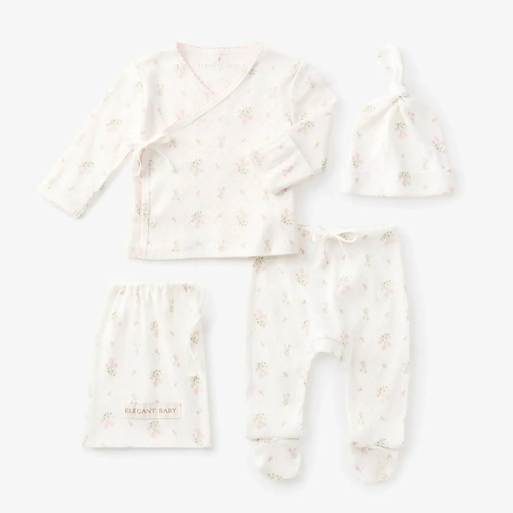 Elegant Baby - Organic Pointelle Take Me Home Set - Folklore Floral-Sets-Newborn-Posh Baby