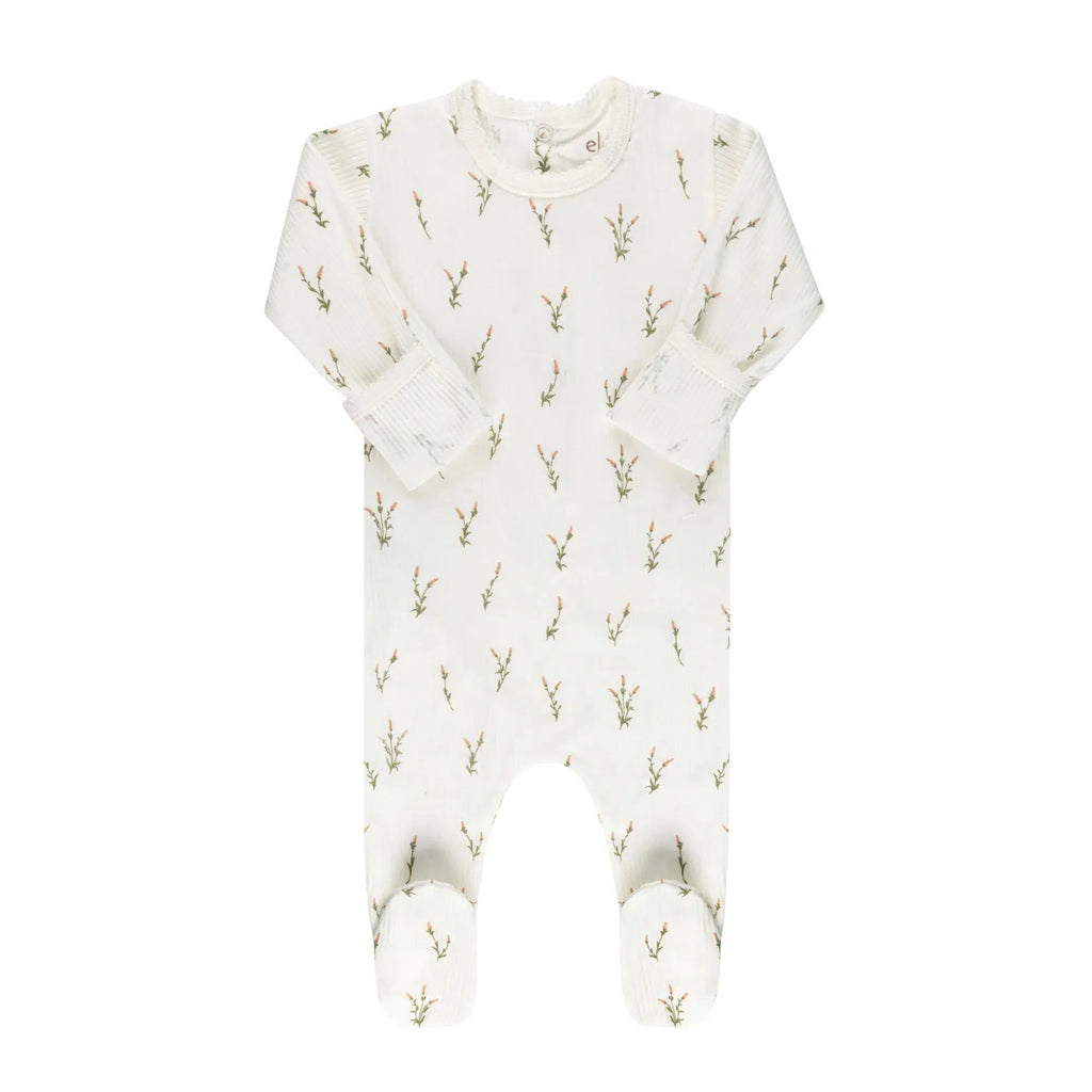 Ely's + Co - Ribbed Cotton Footie - Wildflowers-Footies + Rompers (Basic)-Newborn-Posh Baby