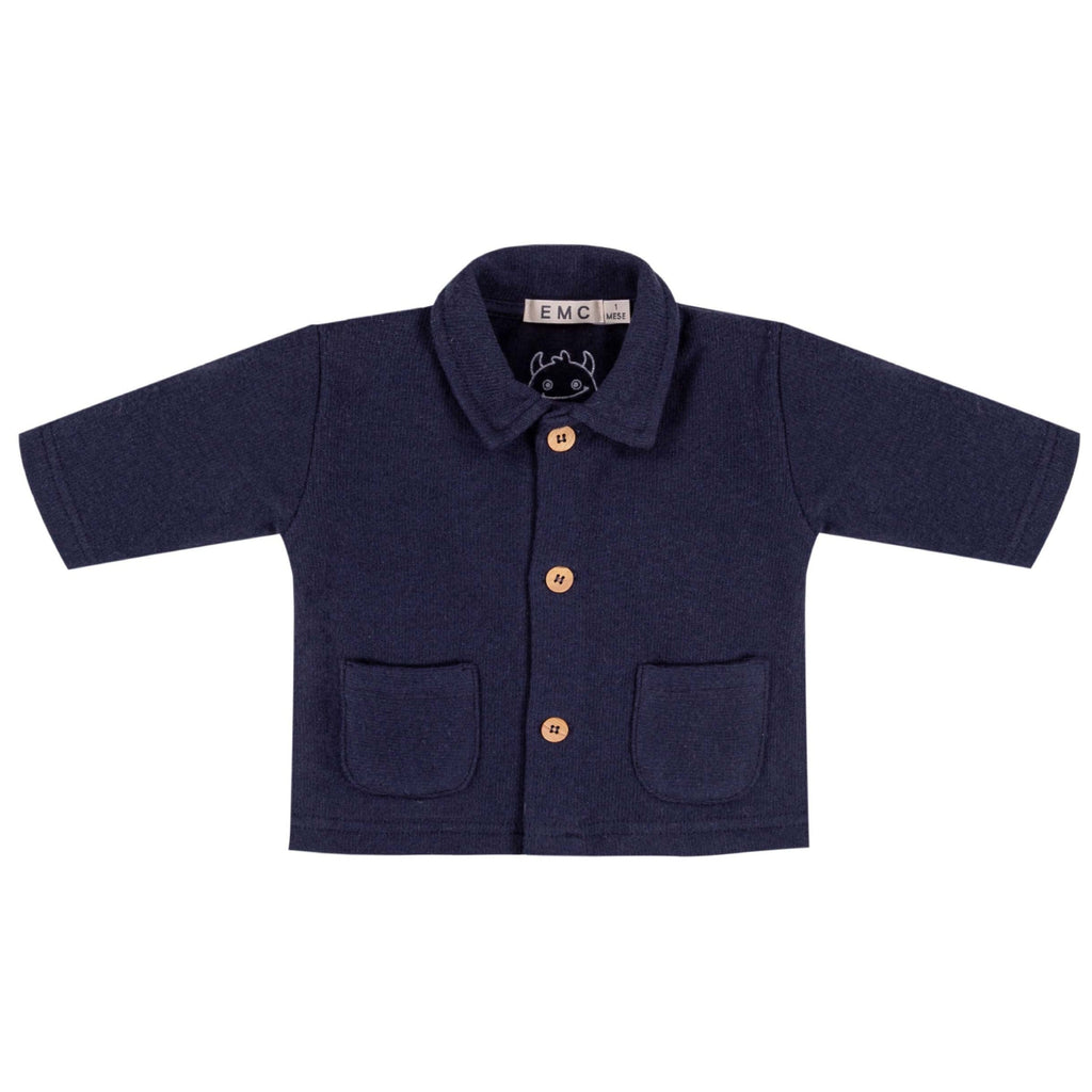 EMC - Knit Button-Up Jacket - Navy Blue-Sweaters + Cardigans + Jackets-6-9M-Posh Baby