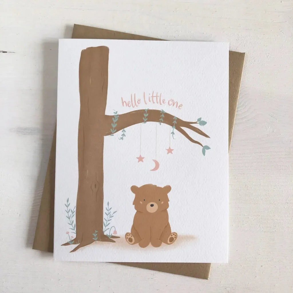 Fabled Forest - New Baby Greeting Card - Hello Little One (Bear)-Greeting Cards-Posh Baby
