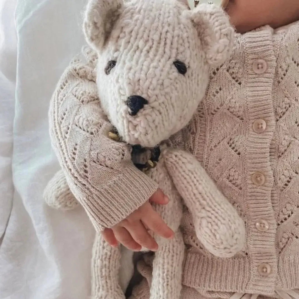 Finn + Emma - Handmade Organic Wool Knit Plush - Alfred the Bear-Plush-Posh Baby