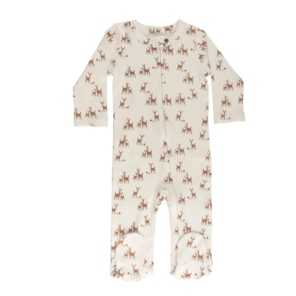 Finn + Emma - Organic Long Sleeve Footie - Deer To My Heart-Footies + Rompers (Basic)-0-3M-Posh Baby