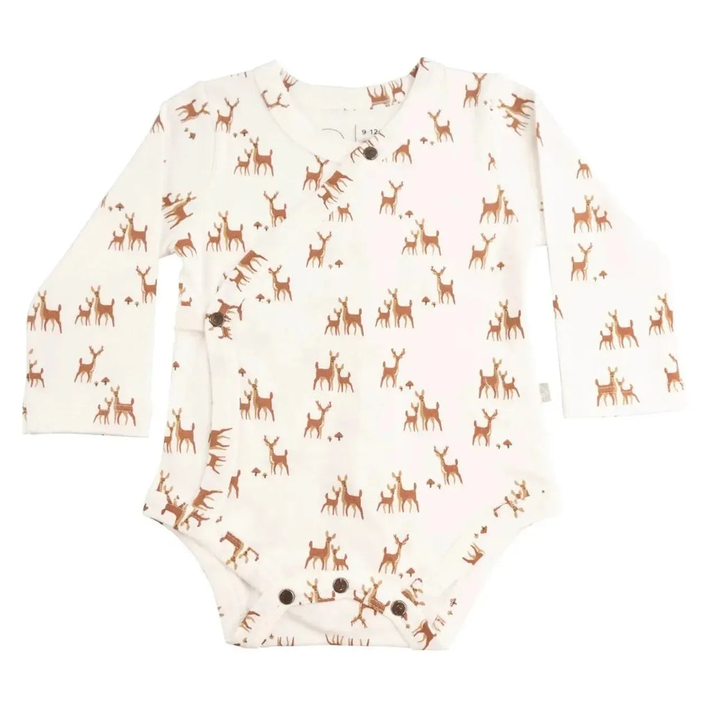 Finn + Emma - Organic Wrap Top Bodysuit - Deer To My Heart-Bottoms-0-3M-Posh Baby
