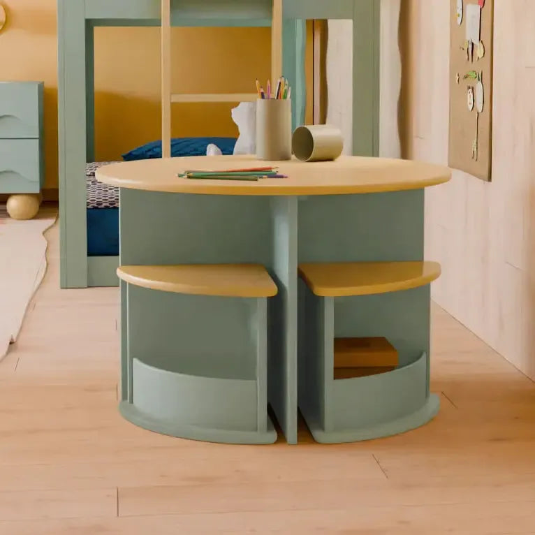 FLOOR MODEL - Babyletto - Nessa Nesting Play Table Set - Sage + Honey-FLOOR MODELS (OFFLINE)-Posh Baby