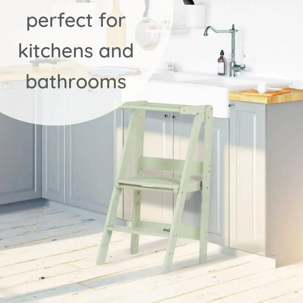 FLOOR MODEL - Dadada - Foldable Toddler Tower (NATURAL)-FLOOR MODELS (OFFLINE)-White-Posh Baby