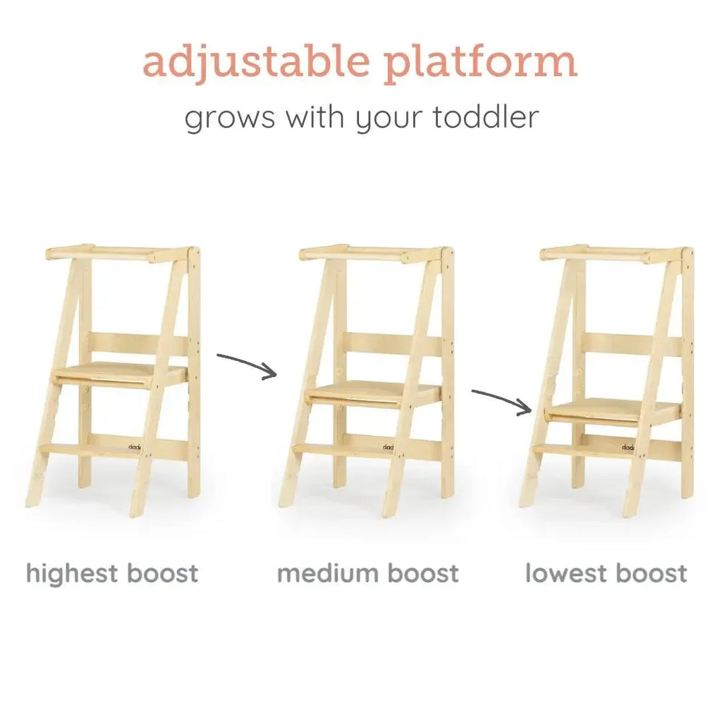 FLOOR MODEL - Dadada - Foldable Toddler Tower (NATURAL)-FLOOR MODELS (OFFLINE)-White-Posh Baby