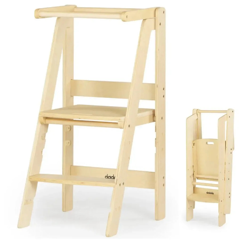 FLOOR MODEL - Dadada - Foldable Toddler Tower (NATURAL)-FLOOR MODELS (OFFLINE)-White-Posh Baby