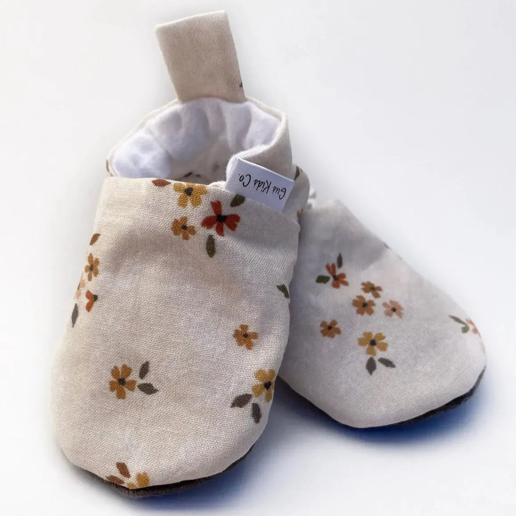 Gus Kids Co. - Faux Suede Sole Sherpa Moccasins - Dainty Floral-Shoes + Booties-0-3M-Posh Baby