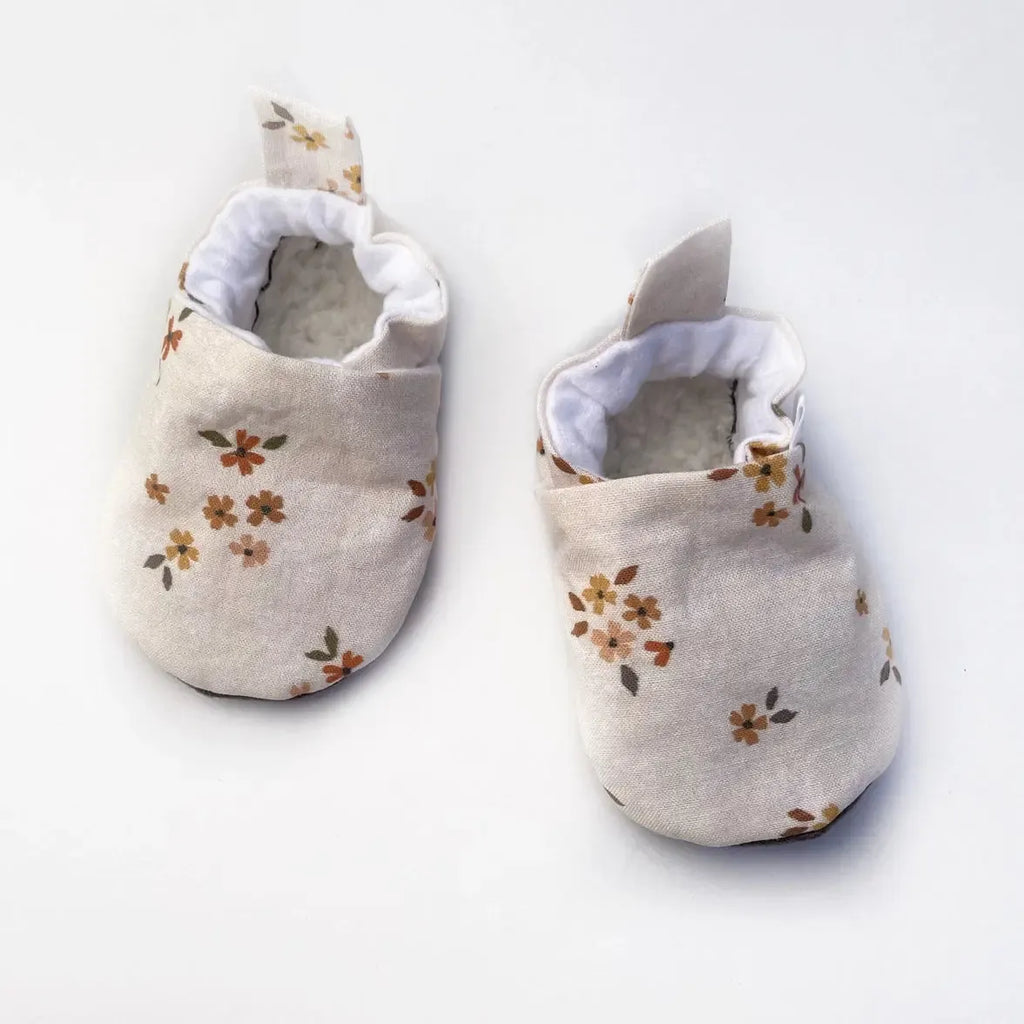 Gus Kids Co. - Faux Suede Sole Sherpa Moccasins - Dainty Floral-Shoes + Booties-0-3M-Posh Baby