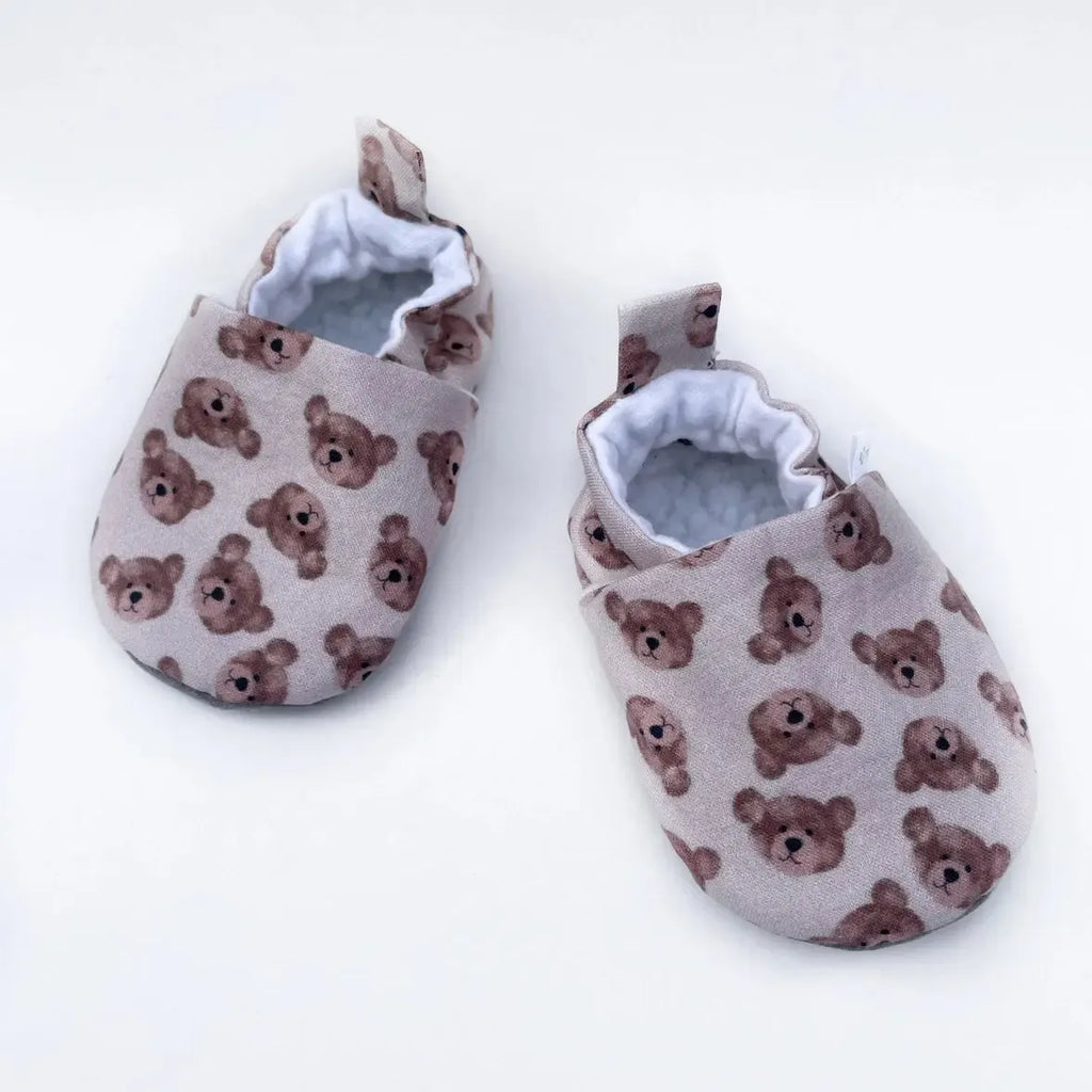 Gus Kids Co. - Rubber Sole Sherpa Moccasins - Teddy Bear-Shoes + Booties-0-3M-Posh Baby