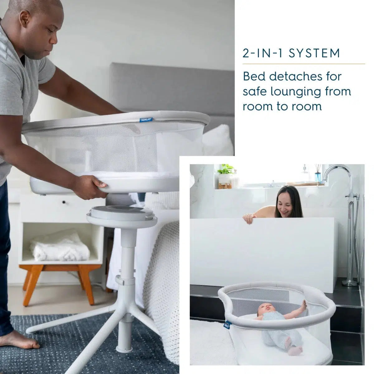 Tax Free Shopping for Halo Bassinest Swivel Sleeper 3.0 Solid Grey Posh Baby