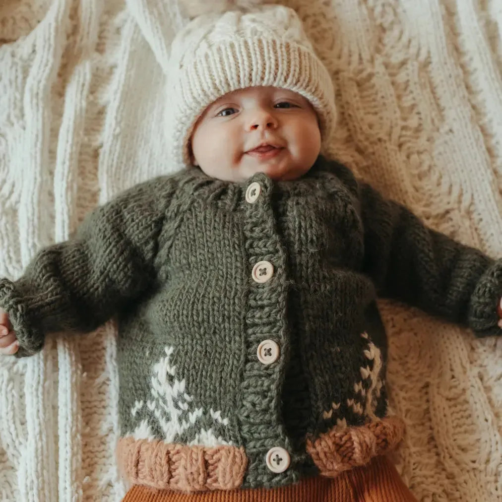 Huggalugs - Knit Cardigan - Forest Loden-Sweaters + Cardigans + Jackets-0-6M-Posh Baby