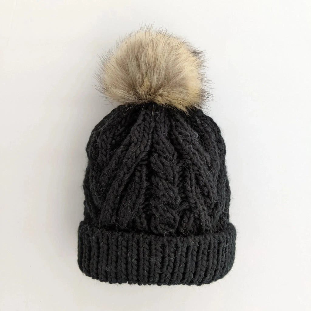 Huggalugs - Pom Pom Knit Beanie - Black-Hats-2-6Y-Posh Baby