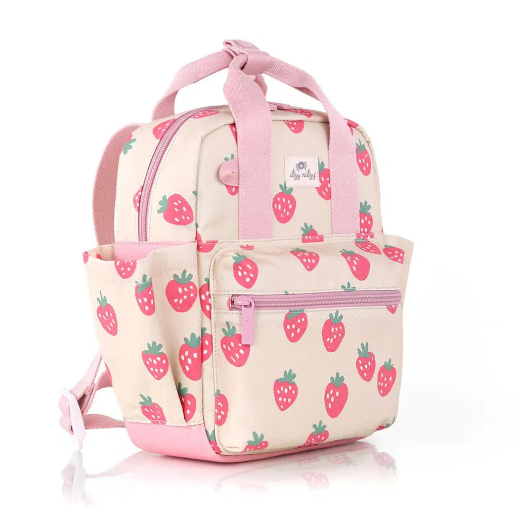 Itzy Ritzy - Bitzy Toddler Backpack - Strawberries + Cream-Kids Bags + Backpacks-Posh Baby