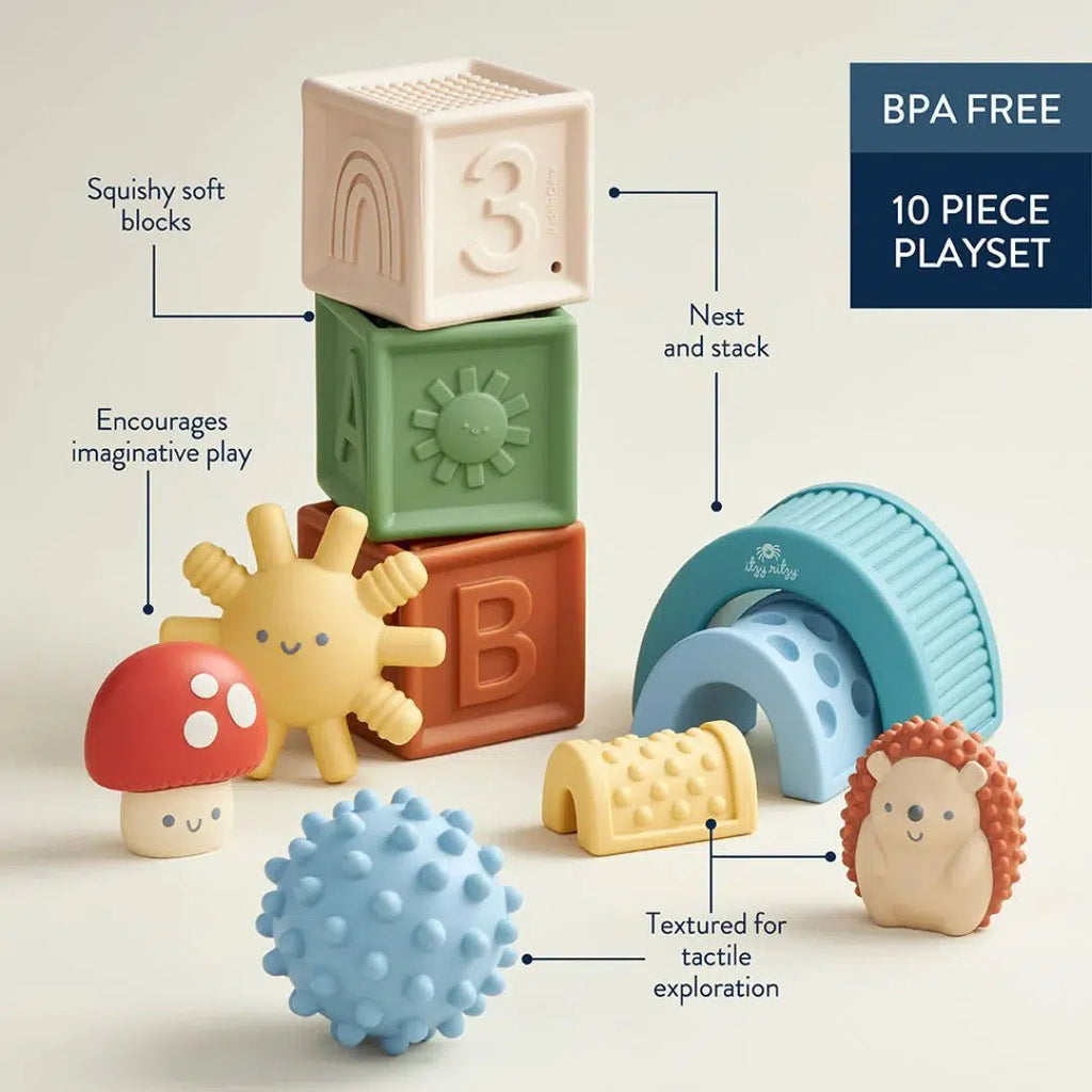 Itzy Ritzy - Itzy Blocks Sensory Blocks Set-Stacking Toys-Posh Baby