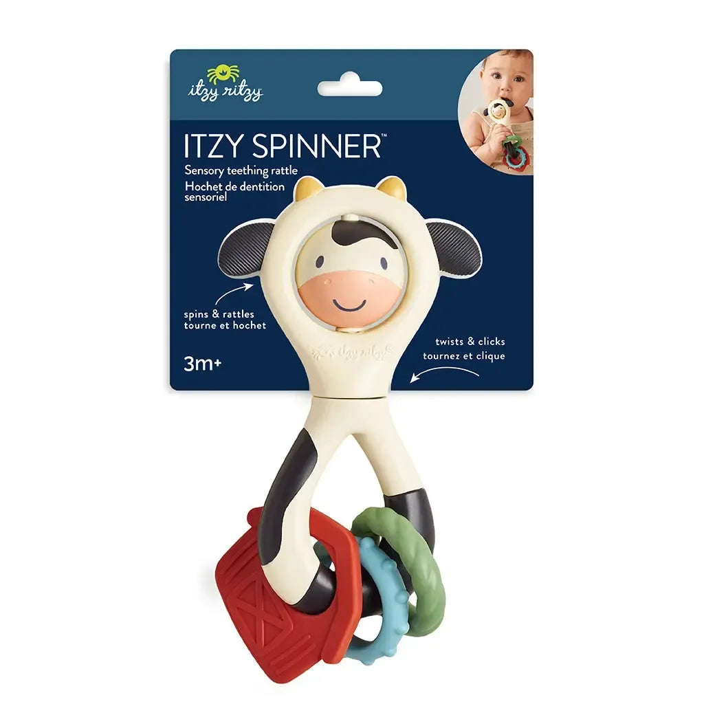 Itzy Ritzy - Itzy Spinner - Cow-Rattles + Teething Toys-Posh Baby