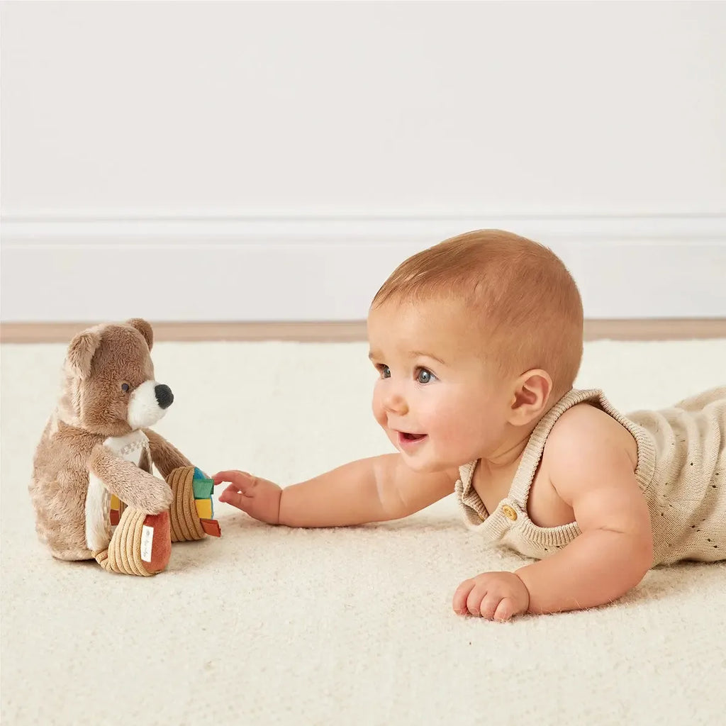 Itzy Ritzy - Sensory Tummy Time Mirror - Theo Bear-Attachable Toys-Posh Baby