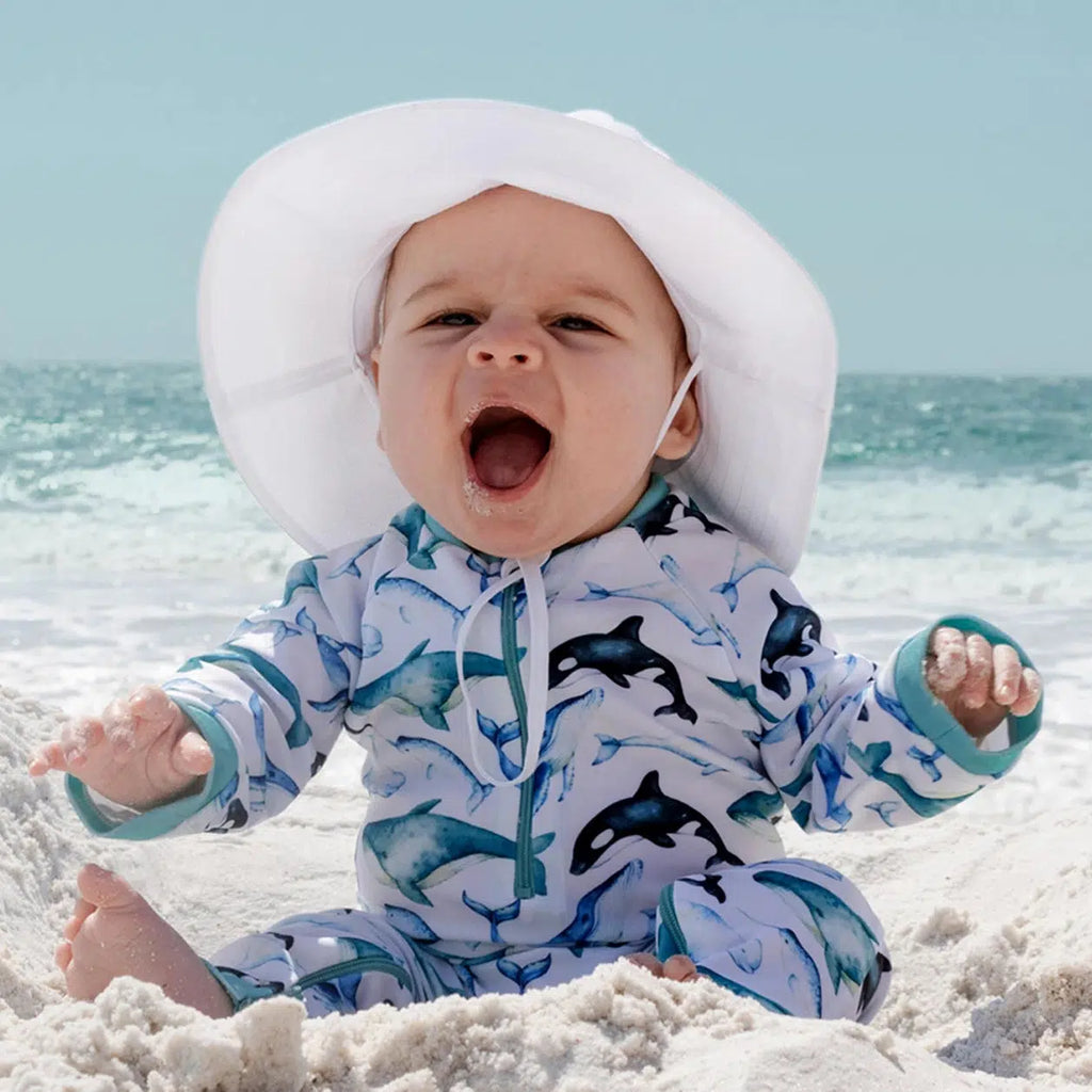 Jan + Jul - Aqua Dry Bucket Hat - White-Hats-0-6M (S)-Posh Baby