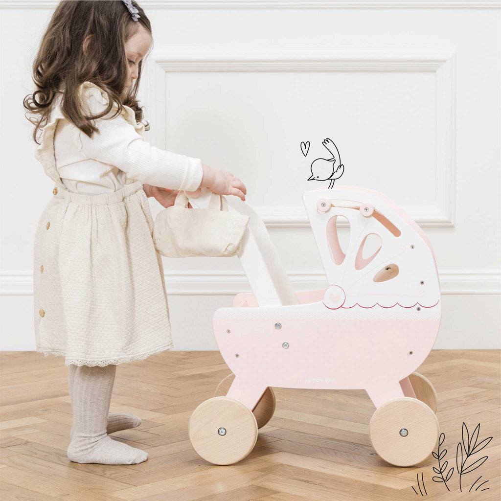 Le Toy Van - Retro Wooden Doll Stroller-Pretend Play-Posh Baby