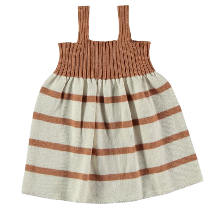Li + Me (Made in Spain) - Knit Tank Dress - Clay Stripe-Dresses-1M-Posh Baby