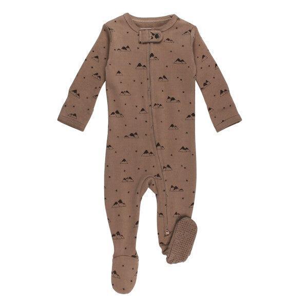 Lovedbaby - Organic 2-Way Zipper Footie - Latte Mountain-Footies + Rompers (Basic)-0-3M-Posh Baby