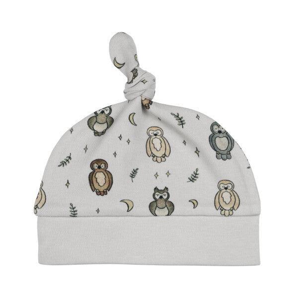 Lovedbaby - Organic Banded Top-Knot Hat - Owl Hoo-Hats-0-3M-Posh Baby