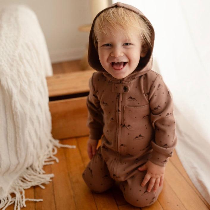 Lovedbaby - Organic Zipper Romper - Latte Mountain-Footies + Rompers (Fashion)-6-9M-Posh Baby