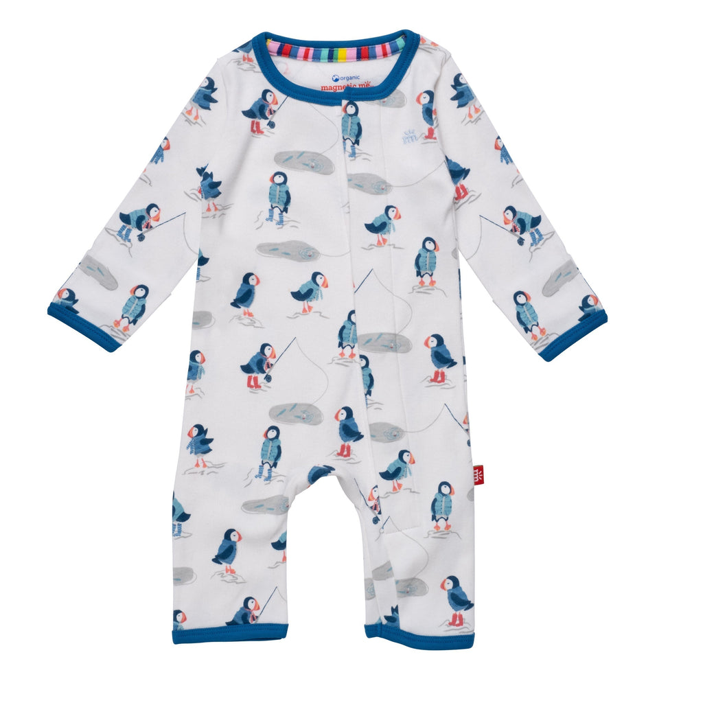 Magnetic Me - Organic Cotton Coverall - Stud Puffin-Footies + Rompers (Basic)-6-9M-Posh Baby