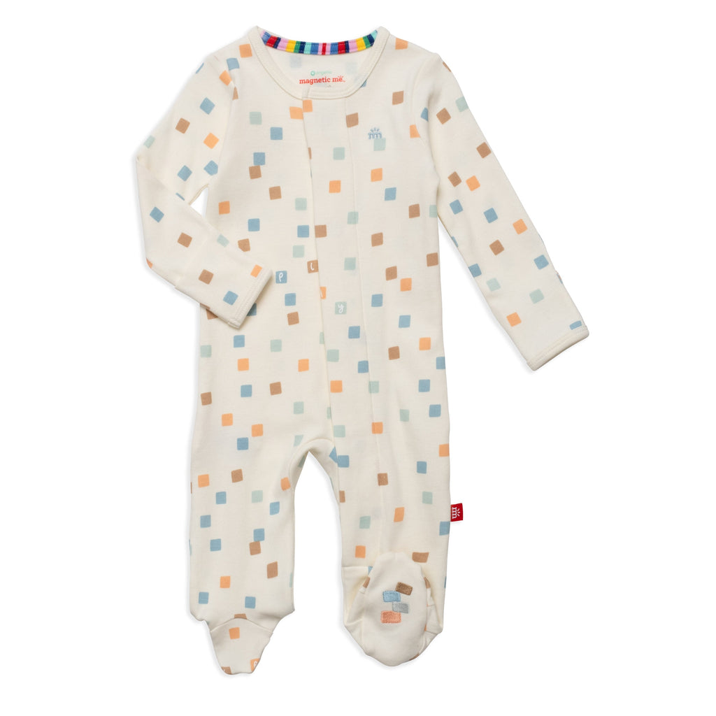 Magnetic Me - Organic Cotton Footie - Hip To Be Square-Footies + Rompers (Basic)-Preemie-Posh Baby