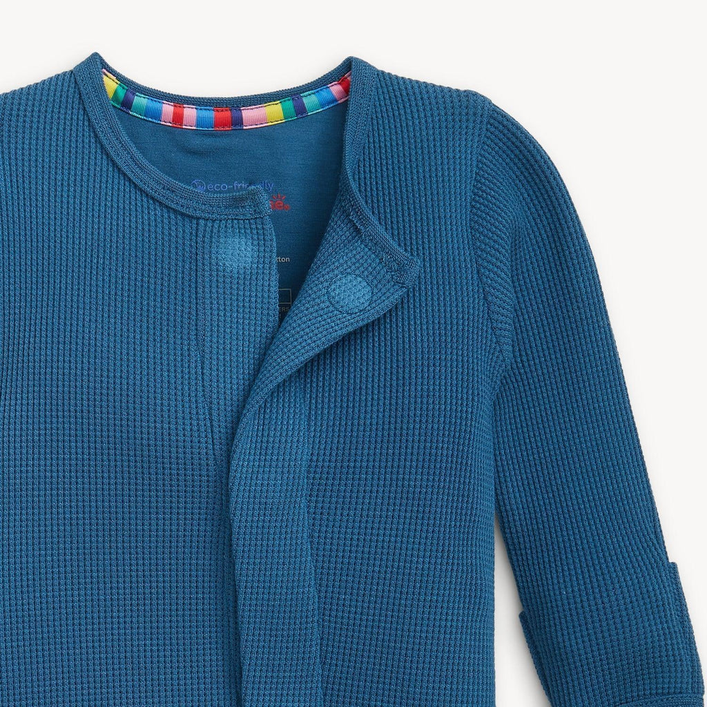 Magnetic Me - Organic Cotton + Modal Waffle Knit Footie - Dark Blue-Footies + Rompers (Basic)-Preemie-Posh Baby
