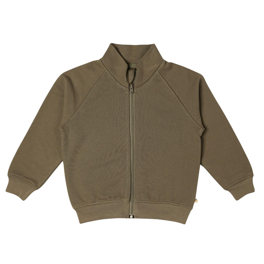 Makemake Organics - Fleece Zipper Jacket - Olive-Sweaters + Cardigans + Jackets-2T-Posh Baby
