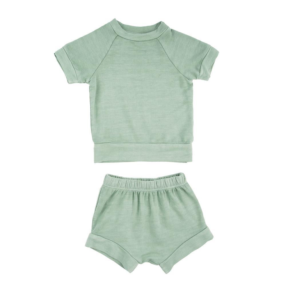 Miki Miette - Tee + Short Set - Mint Green-Sets-0-3M (3M)-Posh Baby