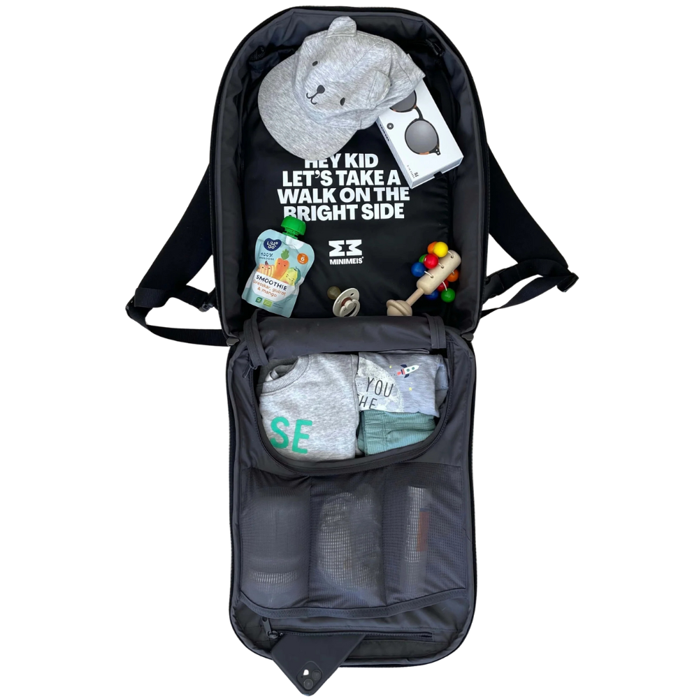 MiniMeis - The Diaper Baby Backpack + Baby Seat-Diaper Bags-Black-Posh Baby