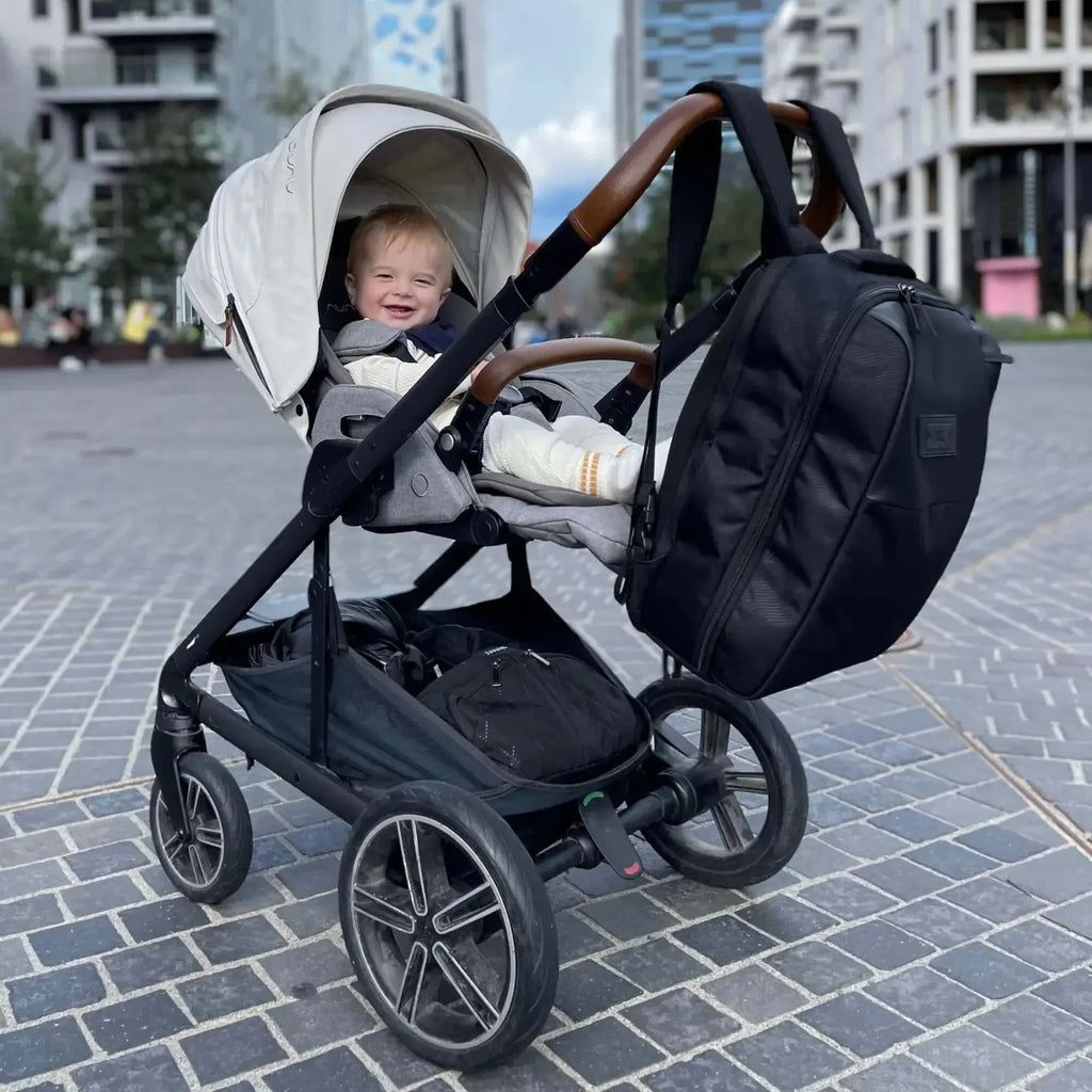 MiniMeis - The Diaper Baby Backpack + Baby Seat-Diaper Bags-Black-Posh Baby