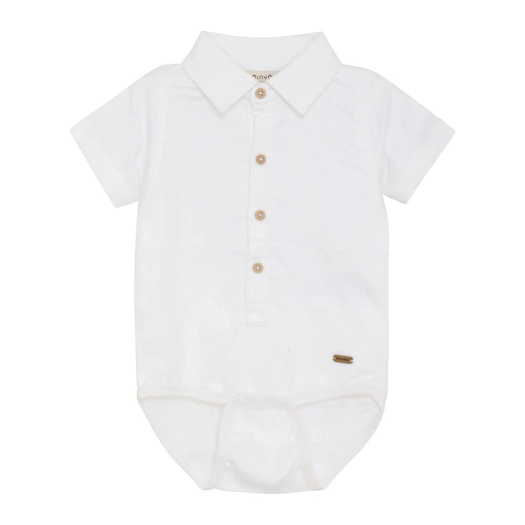 Minymo - Collared Body Suit - White-Onesies-0-3M-Posh Baby