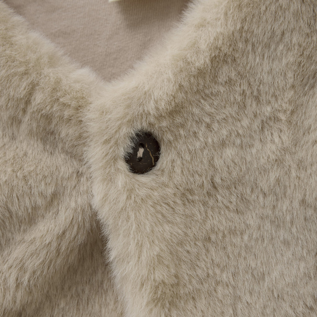 Minymo - Fur Vest - Cream-Coats + Outerwear-3-6M-Posh Baby