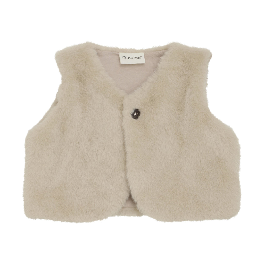 Minymo - Fur Vest - Cream-Coats + Outerwear-3-6M-Posh Baby