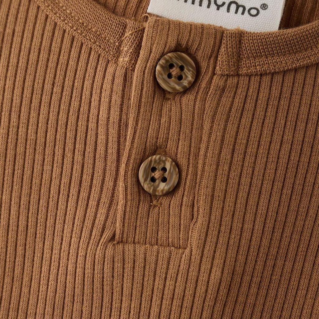 Minymo - Long Sleeve Ribbed Bodysuit - Brown Sugar-Onesies-3-6M-Posh Baby